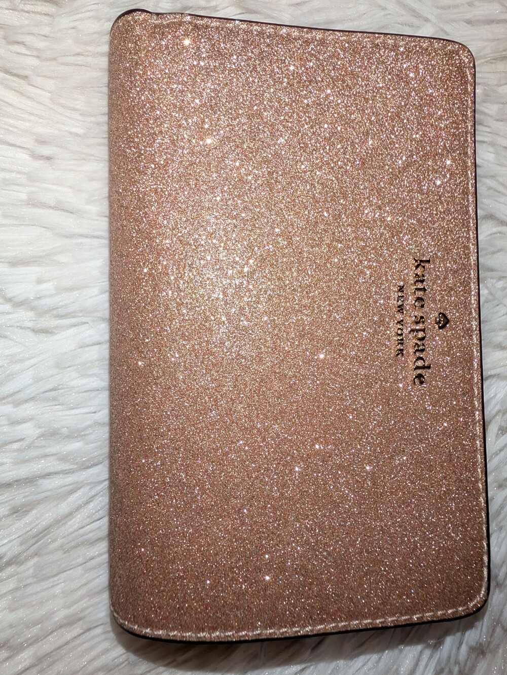 Kate Spade Medium Bifold Glitter Wallet Rose Gold VGC